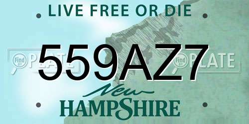559AZ7 New Hampshire License Plate