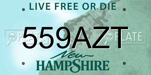 559AZT New Hampshire License Plate