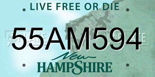 55AM594 New Hampshire License Plate