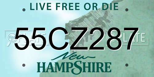 55CZ287 New Hampshire License Plate