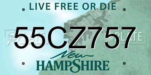 55CZ757 New Hampshire License Plate