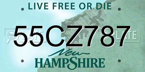 55CZ787 New Hampshire License Plate
