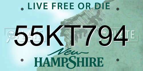 55KT794 New Hampshire License Plate