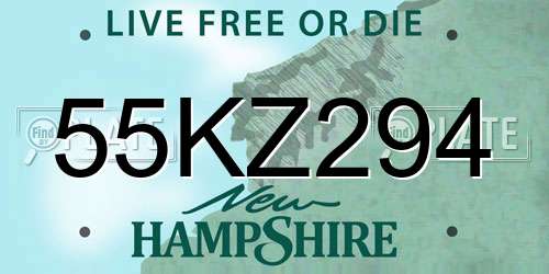 55KZ294 New Hampshire License Plate