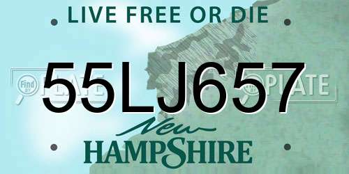 55LJ657 New Hampshire License Plate