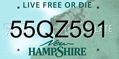 55QZ591 New Hampshire License Plate