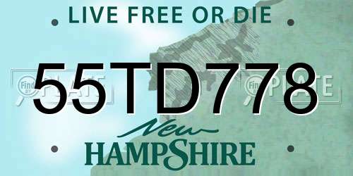 55TD778 New Hampshire License Plate