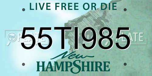55TI985 New Hampshire License Plate