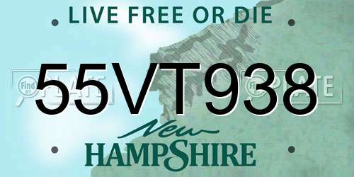 55VT938 New Hampshire License Plate