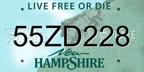 55ZD228 New Hampshire License Plate
