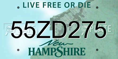 55ZD275 New Hampshire License Plate