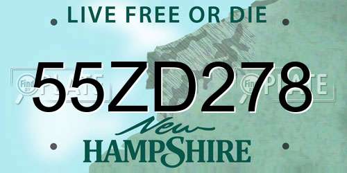 55ZD278 New Hampshire License Plate