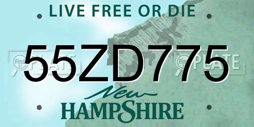 55ZD775 New Hampshire License Plate