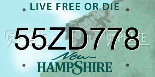 55ZD778 New Hampshire License Plate
