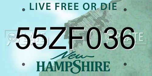 55ZF036 New Hampshire License Plate