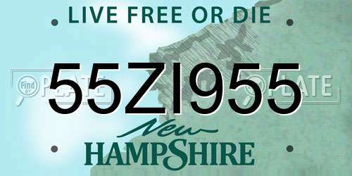 55ZI955 New Hampshire License Plate