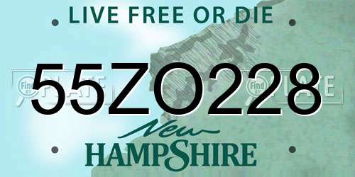 55ZO228 New Hampshire License Plate