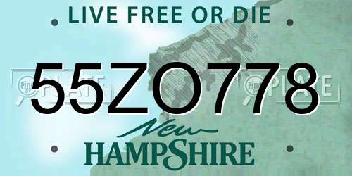 55ZO778 New Hampshire License Plate