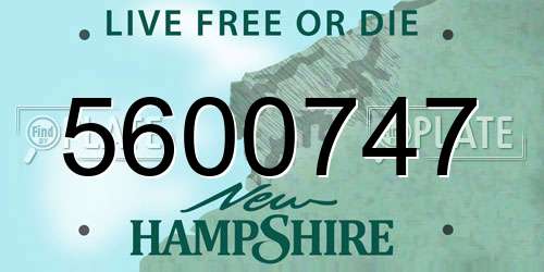 5600747 New Hampshire License Plate