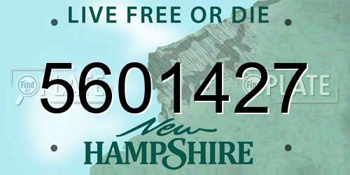 5601427 New Hampshire License Plate