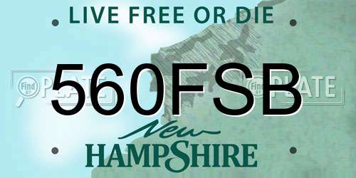 560FSB New Hampshire License Plate
