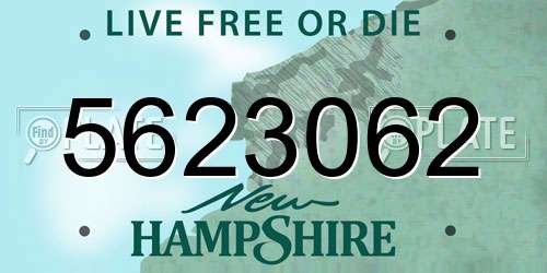 5623062 New Hampshire License Plate