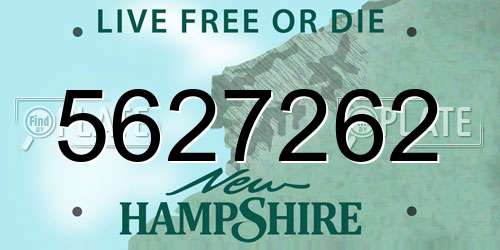 5627262 New Hampshire License Plate