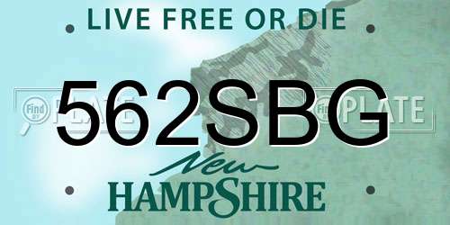562SBG New Hampshire License Plate
