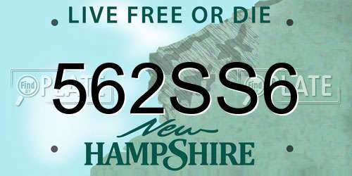 562SS6 New Hampshire License Plate