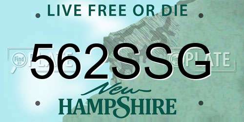 562SSG New Hampshire License Plate
