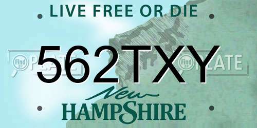 562TXY New Hampshire License Plate