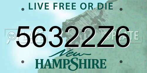 56322Z6 New Hampshire License Plate