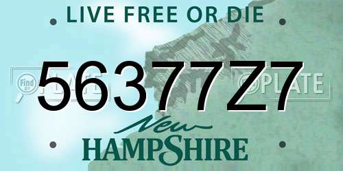 56377Z7 New Hampshire License Plate