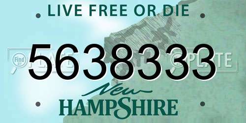 5638333 New Hampshire License Plate