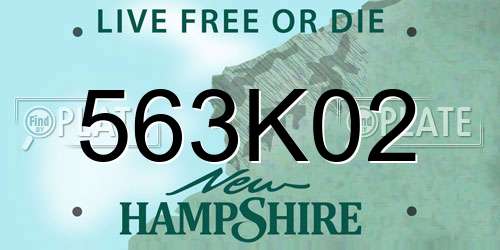 563K02 New Hampshire License Plate