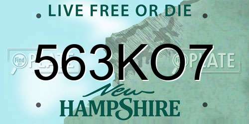 563KO7 New Hampshire License Plate