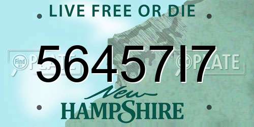 56457I7 New Hampshire License Plate
