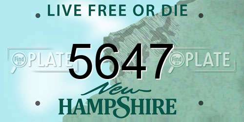 5647 New Hampshire License Plate