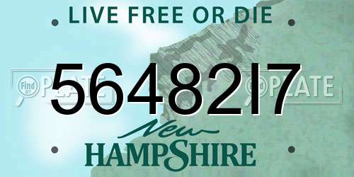 56482I7 New Hampshire License Plate