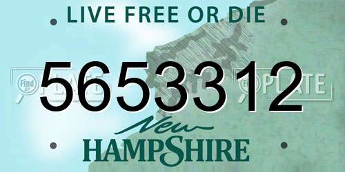 5653312 New Hampshire License Plate