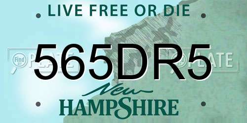 565DR5 New Hampshire License Plate