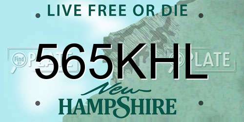 565KHL New Hampshire License Plate