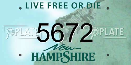 5672 New Hampshire License Plate