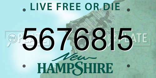 56768I5 New Hampshire License Plate