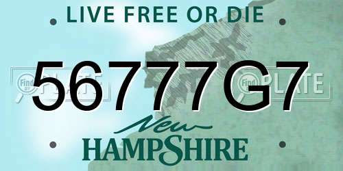 56777G7 New Hampshire License Plate