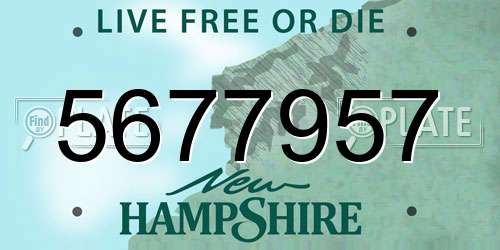 5677957 New Hampshire License Plate