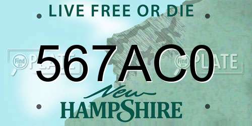 567AC0 New Hampshire License Plate