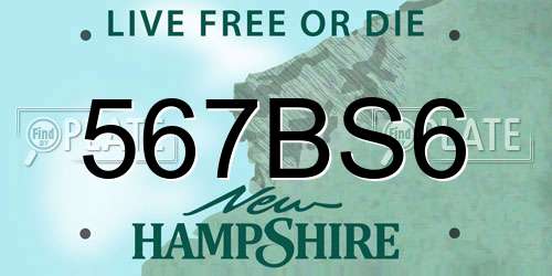 567BS6 New Hampshire License Plate