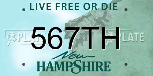 567TH New Hampshire License Plate