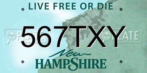 567TXY New Hampshire License Plate